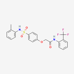 molecular formula C22H19F3N2O4S B4169871 2-(4-{[(2-methylphenyl)amino]sulfonyl}phenoxy)-N-[2-(trifluoromethyl)phenyl]acetamide 