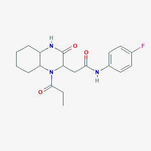 molecular formula C19H24FN3O3 B4169898 N-(4-fluorophenyl)-2-(3-oxo-1-propionyldecahydro-2-quinoxalinyl)acetamide 