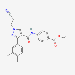 molecular formula C24H24N4O3 B4169914 ethyl 4-({[1-(2-cyanoethyl)-3-(3,4-dimethylphenyl)-1H-pyrazol-4-yl]carbonyl}amino)benzoate 