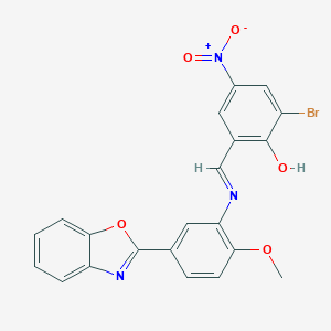 molecular formula C21H14BrN3O5 B416995 2-({[5-(1,3-Benzoxazol-2-yl)-2-methoxyphenyl]imino}methyl)-6-bromo-4-nitrophenol 