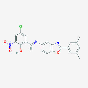 molecular formula C22H16ClN3O4 B416997 4-Chloro-2-({[2-(3,5-dimethylphenyl)-1,3-benzoxazol-5-yl]imino}methyl)-6-nitrophenol 