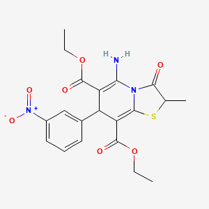 molecular formula C20H21N3O7S B4169972 diethyl 5-amino-2-methyl-7-(3-nitrophenyl)-3-oxo-2,3-dihydro-7H-[1,3]thiazolo[3,2-a]pyridine-6,8-dicarboxylate 
