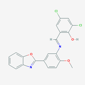 2-({[5-(1,3-Benzoxazol-2-yl)-2-methoxyphenyl]imino}methyl)-4,6-dichlorophenol