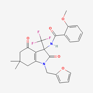 molecular formula C24H23F3N2O5 B4169980 N-[1-(2-furylmethyl)-6,6-dimethyl-2,4-dioxo-3-(trifluoromethyl)-2,3,4,5,6,7-hexahydro-1H-indol-3-yl]-2-methoxybenzamide 