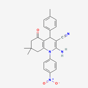 molecular formula C25H24N4O3 B4170000 2-amino-7,7-dimethyl-4-(4-methylphenyl)-1-(4-nitrophenyl)-5-oxo-1,4,5,6,7,8-hexahydro-3-quinolinecarbonitrile 