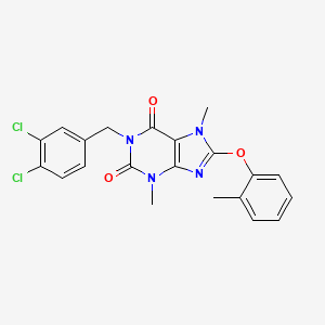molecular formula C21H18Cl2N4O3 B4170006 1-(3,4-dichlorobenzyl)-3,7-dimethyl-8-(2-methylphenoxy)-3,7-dihydro-1H-purine-2,6-dione 