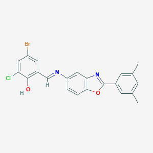 molecular formula C22H16BrClN2O2 B417001 4-Bromo-2-chloro-6-({[2-(3,5-dimethylphenyl)-1,3-benzoxazol-5-yl]imino}methyl)phenol 