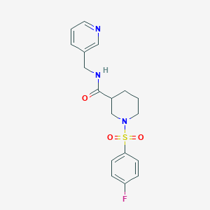 molecular formula C18H20FN3O3S B4170029 1-[(4-fluorophenyl)sulfonyl]-N-(3-pyridinylmethyl)-3-piperidinecarboxamide 