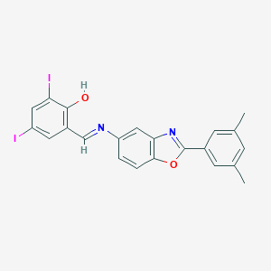 molecular formula C22H16I2N2O2 B417003 2-({[2-(3,5-Dimethylphenyl)-1,3-benzoxazol-5-yl]imino}methyl)-4,6-diiodophenol 