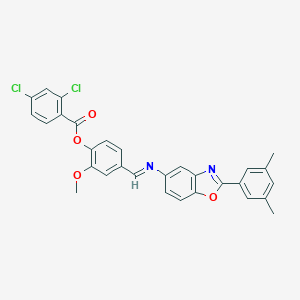 molecular formula C30H22Cl2N2O4 B417005 4-({[2-(3,5-Dimethylphenyl)-1,3-benzoxazol-5-yl]imino}methyl)-2-methoxyphenyl 2,4-dichlorobenzoate 