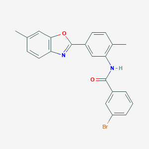 3-bromo-N-[2-methyl-5-(6-methyl-1,3-benzoxazol-2-yl)phenyl]benzamide