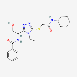 molecular formula C21H29N5O3S B4170101 N-[1-(5-{[2-(cyclohexylamino)-2-oxoethyl]thio}-4-ethyl-4H-1,2,4-triazol-3-yl)-2-hydroxyethyl]benzamide 