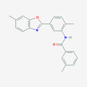 molecular formula C23H20N2O2 B417011 3-methyl-N-[2-methyl-5-(6-methyl-1,3-benzoxazol-2-yl)phenyl]benzamide 