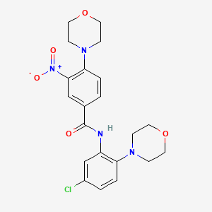 molecular formula C21H23ClN4O5 B4170143 N-[5-chloro-2-(4-morpholinyl)phenyl]-4-(4-morpholinyl)-3-nitrobenzamide 