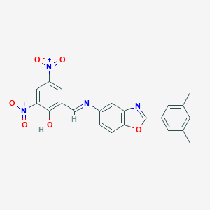 molecular formula C22H16N4O6 B417015 2-({[2-(3,5-Dimethylphenyl)-1,3-benzoxazol-5-yl]imino}methyl)-4,6-bisnitrophenol 
