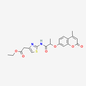 molecular formula C20H20N2O6S B4170154 ethyl [2-({2-[(4-methyl-2-oxo-2H-chromen-7-yl)oxy]propanoyl}amino)-1,3-thiazol-4-yl]acetate 