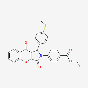 molecular formula C27H21NO5S B4170156 ethyl 4-[1-[4-(methylthio)phenyl]-3,9-dioxo-3,9-dihydrochromeno[2,3-c]pyrrol-2(1H)-yl]benzoate 