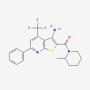 molecular formula C21H20F3N3OS B4170171 2-[(2-methyl-1-piperidinyl)carbonyl]-6-phenyl-4-(trifluoromethyl)thieno[2,3-b]pyridin-3-amine 