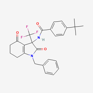 molecular formula C27H27F3N2O3 B4170177 N-[1-benzyl-2,4-dioxo-3-(trifluoromethyl)-2,3,4,5,6,7-hexahydro-1H-indol-3-yl]-4-tert-butylbenzamide 