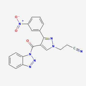 molecular formula C19H13N7O3 B4170204 3-[4-(1H-1,2,3-benzotriazol-1-ylcarbonyl)-3-(3-nitrophenyl)-1H-pyrazol-1-yl]propanenitrile 