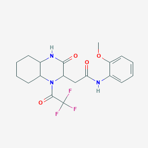 molecular formula C19H22F3N3O4 B4170212 N-(2-methoxyphenyl)-2-[3-oxo-1-(trifluoroacetyl)decahydro-2-quinoxalinyl]acetamide 