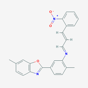 molecular formula C24H19N3O3 B417022 2-{3-[(3-{2-Nitrophenyl}-2-propenylidene)amino]-4-methylphenyl}-6-methyl-1,3-benzoxazole 