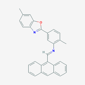 molecular formula C30H22N2O B417023 N-(9-anthrylmethylene)-N-[2-methyl-5-(6-methyl-1,3-benzoxazol-2-yl)phenyl]amine 