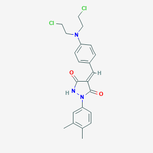 molecular formula C22H23Cl2N3O2 B417024 4-{4-[Bis(2-chloroethyl)amino]benzylidene}-1-(3,4-dimethylphenyl)-3,5-pyrazolidinedione 