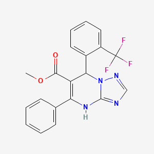 molecular formula C20H15F3N4O2 B4170251 methyl 5-phenyl-7-[2-(trifluoromethyl)phenyl]-4,7-dihydro[1,2,4]triazolo[1,5-a]pyrimidine-6-carboxylate 