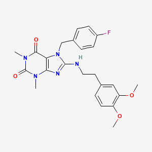 molecular formula C24H26FN5O4 B4170272 8-{[2-(3,4-dimethoxyphenyl)ethyl]amino}-7-(4-fluorobenzyl)-1,3-dimethyl-3,7-dihydro-1H-purine-2,6-dione 