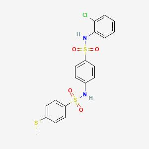 molecular formula C19H17ClN2O4S3 B4170275 N-(4-{[(2-chlorophenyl)amino]sulfonyl}phenyl)-4-(methylthio)benzenesulfonamide 