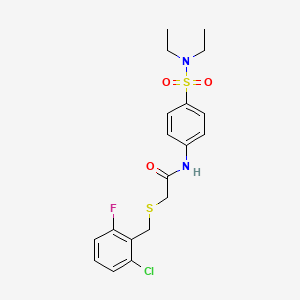 molecular formula C19H22ClFN2O3S2 B4170282 2-[(2-chloro-6-fluorobenzyl)thio]-N-{4-[(diethylamino)sulfonyl]phenyl}acetamide 