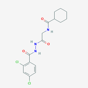 molecular formula C16H19Cl2N3O3 B4170283 N-{2-[2-(2,4-dichlorobenzoyl)hydrazino]-2-oxoethyl}cyclohexanecarboxamide 