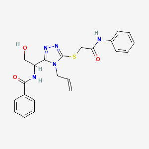 molecular formula C22H23N5O3S B4170290 N-(1-{4-allyl-5-[(2-anilino-2-oxoethyl)thio]-4H-1,2,4-triazol-3-yl}-2-hydroxyethyl)benzamide 