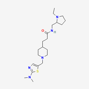 molecular formula C21H37N5OS B4170299 3-(1-{[2-(dimethylamino)-1,3-thiazol-5-yl]methyl}-4-piperidinyl)-N-[(1-ethyl-2-pyrrolidinyl)methyl]propanamide 