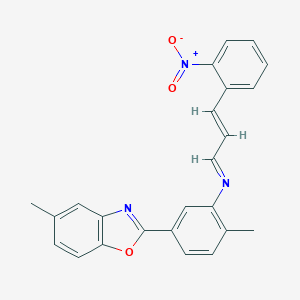 molecular formula C24H19N3O3 B417030 2-{3-[(3-{2-Nitrophenyl}-2-propenylidene)amino]-4-methylphenyl}-5-methyl-1,3-benzoxazole 