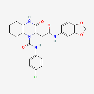 2-[2-(1,3-benzodioxol-5-ylamino)-2-oxoethyl]-N-(4-chlorophenyl)-3-oxooctahydro-1(2H)-quinoxalinecarboxamide