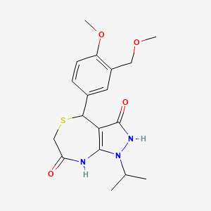 molecular formula C18H23N3O4S B4170306 3-hydroxy-1-isopropyl-4-[4-methoxy-3-(methoxymethyl)phenyl]-4,8-dihydro-1H-pyrazolo[3,4-e][1,4]thiazepin-7(6H)-one 