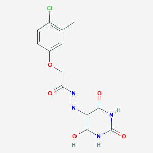 molecular formula C13H11ClN4O5 B417032 2-(4-chloro-3-methylphenoxy)-N'-(2,4,6-trioxotetrahydro-5(2H)-pyrimidinylidene)acetohydrazide 