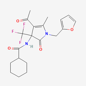 molecular formula C20H23F3N2O4 B4170335 N-[4-acetyl-1-(2-furylmethyl)-5-methyl-2-oxo-3-(trifluoromethyl)-2,3-dihydro-1H-pyrrol-3-yl]cyclohexanecarboxamide 
