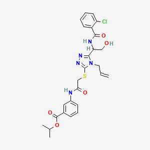 molecular formula C26H28ClN5O5S B4170343 isopropyl 3-({[(4-allyl-5-{1-[(2-chlorobenzoyl)amino]-2-hydroxyethyl}-4H-1,2,4-triazol-3-yl)thio]acetyl}amino)benzoate 