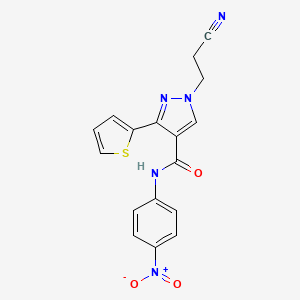 molecular formula C17H13N5O3S B4170351 1-(2-cyanoethyl)-N-(4-nitrophenyl)-3-(2-thienyl)-1H-pyrazole-4-carboxamide 