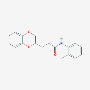 molecular formula C18H19NO3 B4170414 3-(2,3-dihydro-1,4-benzodioxin-2-yl)-N-(2-methylphenyl)propanamide 