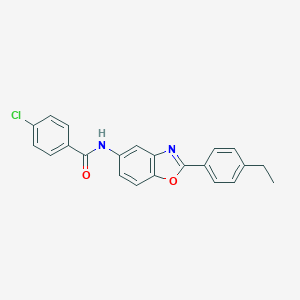 molecular formula C22H17ClN2O2 B417044 4-Chloro-N-[2-(4-ethyl-phenyl)-benzooxazol-5-yl]-benzamide 