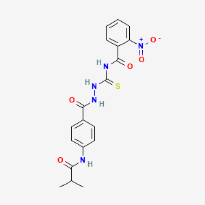 molecular formula C19H19N5O5S B4170471 N-({2-[4-(isobutyrylamino)benzoyl]hydrazino}carbonothioyl)-2-nitrobenzamide 