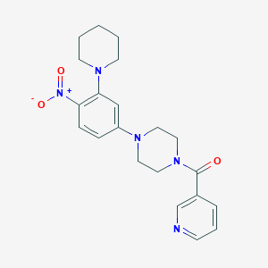 molecular formula C21H25N5O3 B4170475 1-[4-nitro-3-(1-piperidinyl)phenyl]-4-(3-pyridinylcarbonyl)piperazine 