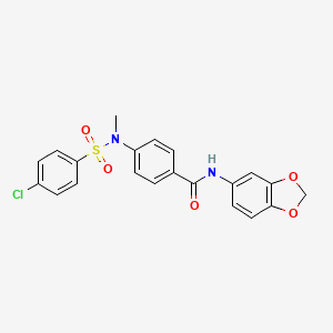 molecular formula C21H17ClN2O5S B4170496 N-1,3-benzodioxol-5-yl-4-[[(4-chlorophenyl)sulfonyl](methyl)amino]benzamide 