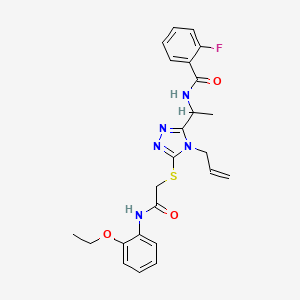 molecular formula C24H26FN5O3S B4170516 N-{1-[4-allyl-5-({2-[(2-ethoxyphenyl)amino]-2-oxoethyl}thio)-4H-1,2,4-triazol-3-yl]ethyl}-2-fluorobenzamide 