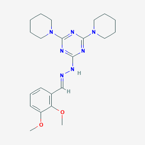 molecular formula C22H31N7O2 B417054 2,3-Dimethoxybenzaldehyde [4,6-di(1-piperidinyl)-1,3,5-triazin-2-yl]hydrazone 