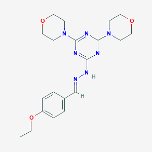 molecular formula C20H27N7O3 B417056 4-Ethoxybenzaldehyde (4,6-dimorpholin-4-yl-1,3,5-triazin-2-yl)hydrazone 